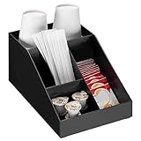 Navaris Kaffee Spender Organizer - Aufbewahrung von Zubehör - Kaffeebar für u.a. Zucker Milch Servietten Kapseln - Kaffeestation 4 Fächer schw