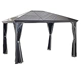 Sojag Aluminium Pavillon Überdachung Gazebo Verona 10x14 mit Doppelstegplatten inkl. Moskitonetz // 298x423 cm (BxT) // Gartenlaube mit Doppelsteg