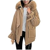 ZZENOR Damen Mantel Winterjacke Kapuzenjacke Warm Fleece Gefüttert Steppjacke Plus Samt Dicke Parka Jacke mit Kunstpelzkragen Kapuzen und Große Taschen, WinterMantel Pufferjacke Mode Frauen Kleidung