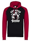 Shirt Happenz Any Given Sunday American Football Super Bowl Baseball Hoodie Kinder Pulli Kapuzenpullover, Farbe:Schwarz Rot JH009J, Größe:3-4 Jahre (104)