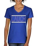 Comedy Shirts - Lauch - Damen V-Neck T-Shirt - Royalblau/Rosa-Beige Gr. S