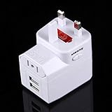 Shangya Travel Adapter USV Sicherung World-Wide Universal Travel Adapter mit eingebauter Dual USB Ports Ladegerät for USA,Großbritannien,AU,EU