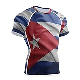 Magnesis Cuba Flag Herren Kompressions-T-Shirt, kurzärmelig Gr. XXL,