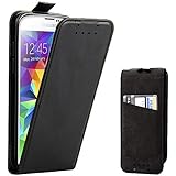 Adicase Galaxy S5 Hülle Leder Tasche für Samsung Galaxy S5 Handyhülle Flip Case Schutzhülle (Schwarz)