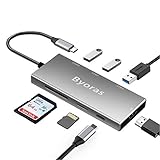 Byroras USB-C-Hub, verbesserter 7-in-1-USB-C-Adapter mit 4K-HDMI-Anschluss, USB-C-Stromversorgung, SD/TF-Kartenleser, 3 USB-3.0-Anschlüsse für MacBook Pro/Air 2016 bis 2018 und weitere Typ-C-G