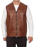 Hollert German Leather Fashion Lammfellweste - FIRMINIUS ohne Kragen Herren Weste Lederweste Fellweste Größe XXL, Farb