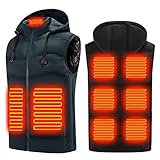 SumLeiter Beheizte Weste für Herren Damen,waschbar USB Lade Heizweste,mit 9 Heizzonen Leicht Beheizbare Jacke Warme Heizung Weste Unisex Wärme Winterweste für Outdoor Camping Skifahren W