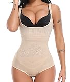 SLIMBELLE Damen Figurformende Body Shaper Bauchweg Nahtlose Shapewear Unterbrust Miederbody Taillenformer Forming Bodysuit Große Größen Formbody Shaping Unterwäsche Formender Body Former mit Hak