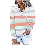 hoodie damen reißverschluss, Kapuzenjacke Damen Sweatjacke Farbblock Kapuzenpullover Sweatshirt Jacke Hoodie Kapuzenpulli Herbst Winter Sportjacke Reißverschluss Sweatshirtjacke Lang