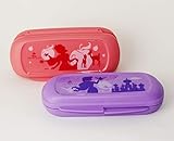 TUPPERWARE 2X Prinzessin Box in Lila + in Lachs Brillenbox Etui Stifte + Kugelschreib