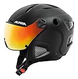 ALPINA Unisex - Erwachsene, ATTELAS VISOR QVMM Skihelm, black matt, 58-61