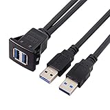 Xiwai USB 3.0 Auto-AUX-Verlängerungskabel mit Verriegelung für Armaturenbrett 1 m w