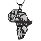 Culer Unisex-Afrika-Karte Form-Halskette African Animal Design-Kunst-Halskette Schmuck