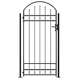 Tidyard Metall Zauntor Gartentor Metalltor Hoftor Einfahrtstor Gartenpforte Einzeltor, 2 Pfosten, Abschließbar, mit 3 Schlüsseln, 100x200 cm Schw