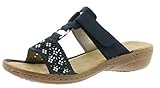 Rieker 60871 Damen Pantoletten, Clogs, Sandalen, Sommerschuhe blau (Pazifik / 14), EU 38