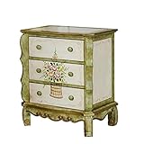 ChengBeautiful Nachttische Antike beunruhigte gemalte Nachttisch Retro Handbemalte Nachttisch Pastoral DREI Schublade Locker für Schlafzimmer Lagerung (Farbe : Grün, Size : 63x40x71cm)