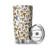 Tobgreatey 20Oz Vakuumisoliert Edelstahl Tumbler mit Klappdeckel Bunte Pilze Kunst Reisebecher Multicolor 600