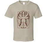 LUYU T-Shirt mit Homer Simpson as Davinci, Motiv 'TV', hellbraun, Schwarz , XL