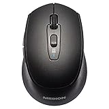 MEDION P81010 Kabellose Maus (kabellos, Bluetooth oder 2,4 GHz wirelss Funk, optischer Maussensor, 6 Tasten und Scrollrad, DPI-Schalter, 800 1200 1600 DPI, ergonomisch)