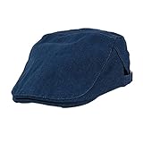 FENXIXI Denim-Barets-Mütze für Frauen Männer einstellbar Efeu Newsboy flachkappe britischer Stil Vintage feste blaue Maler-Hut (Color : A, Size : 55-60CM-Adjustable)