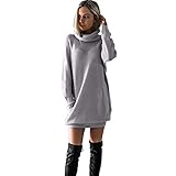 Kanpola Damen Pullover Kleider Damen Sexy Rollkragen Sweatshirt Strickkleid Winter Frauen Pulloverkleider Minikleid Sweatkleid Slim Fit Party Shirtk