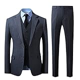 Ctcegtxfx Black Navy Blue Burgund Herren Anzüge für Hochzeit Bräutigam Business Casual Anzug Männlich 3 Stück Anzug Mann Gray Asian Size M