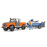 bruder 02599 Land Rover Defender Pick Up mit Anhänger Fahrzeug, Mehrfarbig, One S