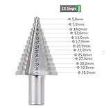 Profi HSS Stufenbohrer, Vakki Schälbohrersatz Ø 5-35mm 2 Schneiden Konusbohrer Kegelbohrer- Silb