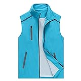 swq Reflektierende Weste Frontreißverschluss Atmungsaktive Hohe Sichtbarkeit Sicherheitsweste Taschen Unisex Nacht Reiten Freiwillige Reflektierende Weste Hell (Color : Lake Blue, Größe : 43.3inch)