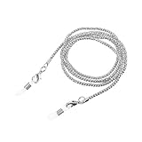 EXCEART Gesichtsschutz Halter Kette Perlen Halskette Riemen Metall Brille Kette Brillenschnur Lanyard Elegante Brillen Accessoires Silb