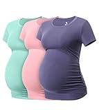 LAPASA Damen 1 o. 3 er Pack Umstandstop Umstandsmode Umstandskleidung Tops Schwangerschaft Kurzarm Umstands T-Shirt L55