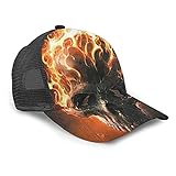 N A Unisex Grid Baseball Cap Bedruckt Flamme Totenkopf Sommer Verstellbar Spleißen Hip Hop Cap Sonnenhut Schw