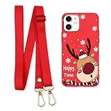 Vauki Handykette Hülle für Apple iPhone 6 Weihnachten Handyhülle Rot Band Tiere Puppe Motiv Silikon Kordel mit Necklace Schutzhülle Stoßfest Slim Case Schnur Cover für iPhone 6 4,7' Smartp