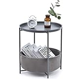 Kingrack Couchtisch,Beistelltisch ,Runder Couchtisch,Sofatisch,Beistelltisch mit abnehmbarem Tablett，einfache montag