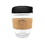 Bärendurst® Kaffeebecher to go Glas 340ml, Travel Mug, Coffee to go Becher, Kaffeebecher mit Silikondeck