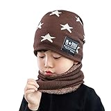 uBabamama Kinder 2er Winterset, Loopschal mit Teddy Fleece und passende Beanie Mütze, Warmer Winterschal und Wintermütze fü
