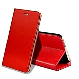 EATCYE iPhone 6S Plus Handyhülle,iPhone 6 Plus Hülle, [Echt Leder] Handyhülle Brieftasche flip Lederhülle Schutzhülle [Versteckt Magnet] Hülle für Apple iPhone 6S Plus/iPhone 6 Plus (Rot)