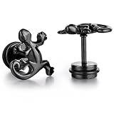 Feilok 1 Paar Unisex Tragus Ohr Helix Cartilage Piercing Stecker Ohrring Eidechse Gecko Echse Ohrstecker Ohrringe, Schw