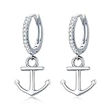 Anker Creolen Schiff Rad Ohrringe Anker Schmuck 925 Sterling Silber Zirkonias Anker Ohrstecker Anker Geschenke für Frauen Boot Rad Ohrring