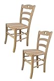 Tommychairs - 2er Set Stühle Cuore für Küche und Esszimmer, robuste Struktur aus poliertem Buchenholz, unbehandelt und 100% natürlich, Sitzfläche aus poliertem H