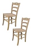 Tommychairs - 2er Set Stühle Cuore für Küche und Esszimmer, robuste Struktur aus poliertem Buchenholz, unbehandelt und 100% natürlich, Sitzfläche aus poliertem H