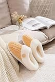QPPQ Hausschuhe aus Baumwolle,Bequeme und modische Hausschuhe, rutschfeste, Abriebfeste Baumwollpantoffeln-Gelb_40-41,Hausschuhe Damen Herren Winter Memory F