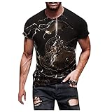 KONG JIMFAN Herren Sommer Gebatikt T-Shirt Slim Fit Crew Neck Anteil Basic Atmungsaktiv Casual Geblümt Sweatshirt Kurzarm Strandresort-S