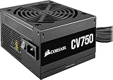 Corsair CV750 80 PLUS Bronze Nicht-Modulares ATX 750 Watt Netzteil (Ununterbrochene Stromversorgung, Gesteuerter 120-mm-Lüfter, Kompaktes Gehäuse, Schwarze Ummantelung und Gehäuse) EU - Schw