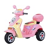 HOMCOM Elektro Kindermotorrad Elektromotorrad Kinderelektroauto Kinderfahrzeug Dreirad, 6V, Metall+PP, 108x51x75cm (Rosa+Gelb)