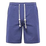 Herren Leinehosen Kurze Baumwolle Bequeme Shorts Jungen Große Größe Gummizug Loose Sommerhose mit Tasche Leichte Strand F