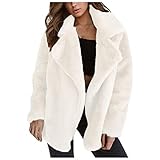 GFGHH Damen Casual Mantel Faux Revers Lange Ärmel Outwear Vordere Leistentaschen Zweireihig Coat Frauen Winter Langes Wolljacke Warme Jacke Weicher Teddy Fleece Cardigan Classics Ladies Hooded C