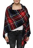 Giorgio Rimaldi Schal Kariert für Damen & Herren- XXL Deckenschal 150 x 150 cm quadratisch - Oversized Winterschal mit Tartan Plaid Muster - Warm und weich Black