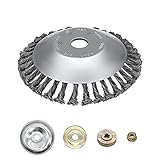 Ellxen Unkrautbürste Unkrauttrimmer Motorsense Freischneider 150 x 25,4 MM Kegel Unkrautbuerste,mit 4 Stück Adaptern,Twist Wildkrautbürste Kann Unkraut und Moos Effektiv Entfernen (6 Zoll)