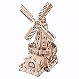 GuDoQi 3D Holz Puzzle, Windmühle Wooden Puzzles Bausatz Holz, DIY Spielzeug, Modellbau Holz, Hölzernes Modell Gebäude Geschenk für Teen und Erwachsene für Urlaub und W
